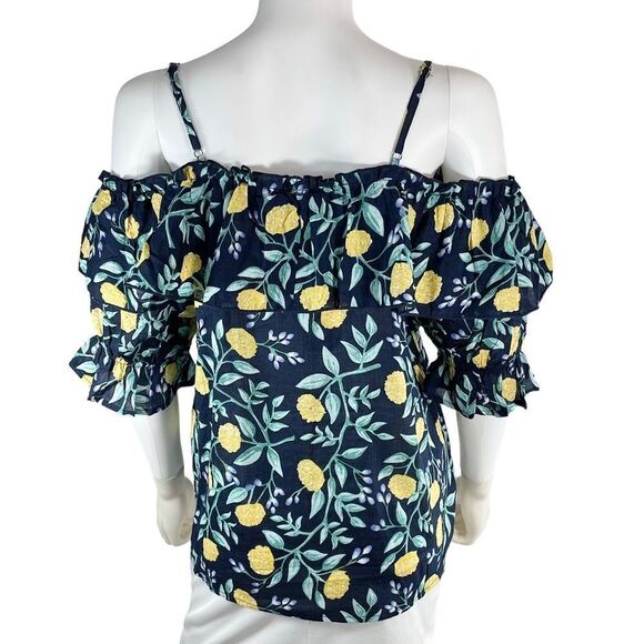 Love Riche Cold Shoulder Ruffle Floral Blouse Coquette Print - Picture 5 of 8